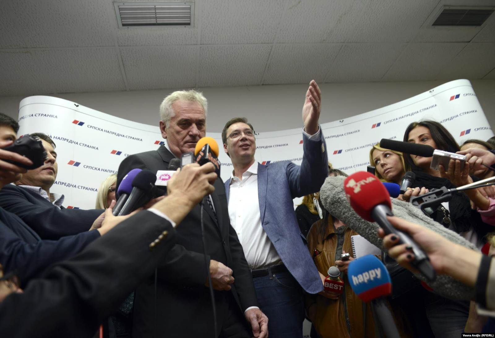 Tomislav Nikolić i Aleksandar Vučić na proslavi godišnjice Srpske napredne stranke 22.10. 2014.