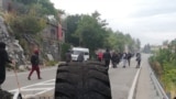 Montenegro - Opponents of the enthronement of Joanikije set up barricades, mostly made of car tires, a kilometer from the entrance to Cetinje (from the direction of Budva). 5 september 2021