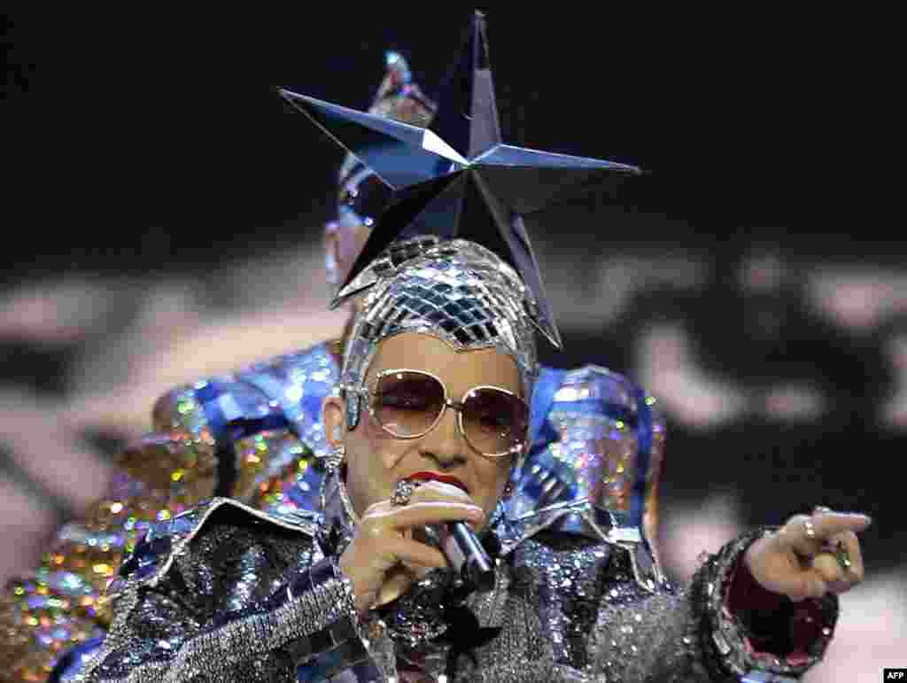 The Ukrainian drag performer Verka Serduchka angered Russians with his 2007 Eurovision song in Helsinki, &quot;Dancing Lasha Tumbai.&quot; Serduchka defended the last two words of the title as a Mongolian term for whipped cream -- but many people thought they heard the phrase &quot;Russia Goodbye&quot; come through loud and clear.