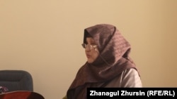 Алия Толебаева, жительница Актобе, пришедшая на собрание по поводу «спора о платках». 3 февраля 2018 года.