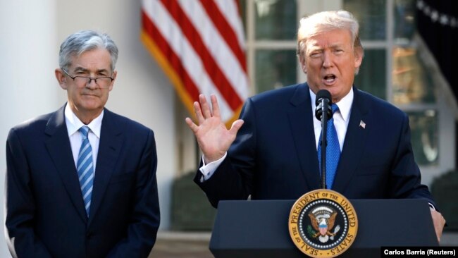 ABŞ prezidenti Donald Tramp və ABŞ Federal Ehtiyat Sisteminin sədri Cerom Pauell