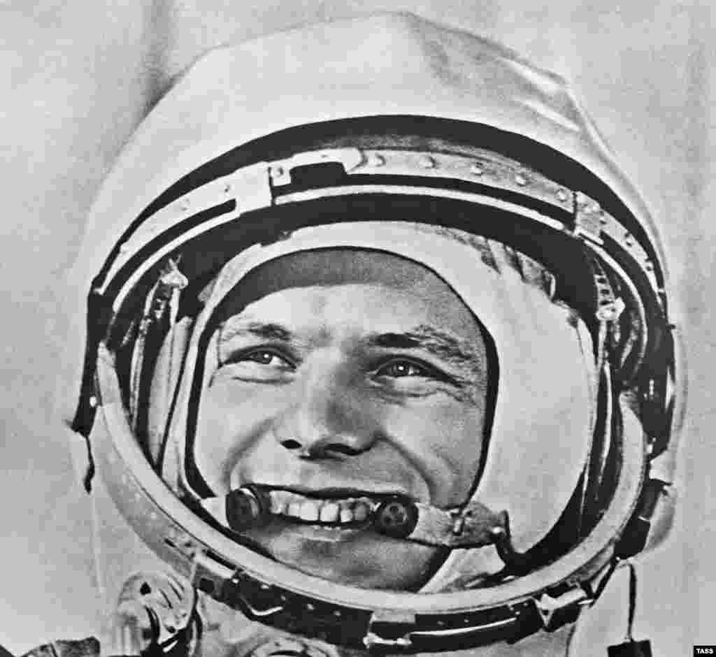 Gagarin smiles before his historic flight.