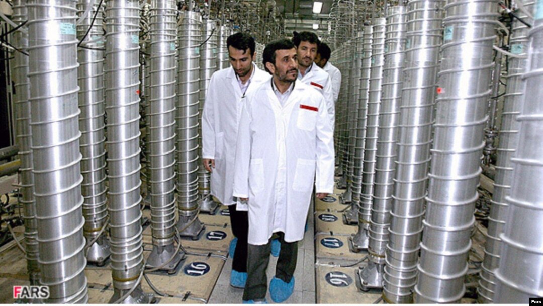 Iranian President Mahmud Ahmadinejad visits the Natanz nuclear-enrichment facility that is 350 kilometers south of Tehran in 2008.