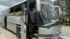 A picture posted by Yegor Kovalchuk, the acting governor of Bryansk, purportedly shows the aftermath of a drone strike on a bus at a highway in the Russian border egion.