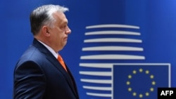 Belgium - Hungary's Prime Minister Viktor Orban arrives for a meeting as part of a European Union summit at EU Headquarters in Brussels on March 25, 2022.