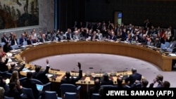 United Nations Security Council members vote on the Iran resolution at the UN headquarters in New York on July 20, 2015.