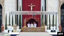 Vatican -- Pope Francis (C) leads dual canonization of Popes John XXIII and John Paul II at St Peter's Square on 27apr2014