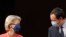 KOSOVO -- Kosovar Prime MinisterAlbin Kurti and President of the European Commission Ursula von der Leyen react prior to their meeting in Pristina, September 29, 2021