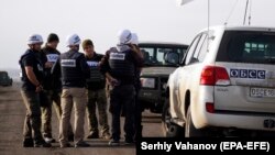 OSCE observers conduct operations in eastern Ukraine ahead of an expected withdrawal of forces from Petrivske.