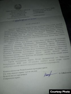 Qoraqalpog‘iston prokuraturasining Yo‘ldoshev ishi yuzasidan rasmiy xulosasi nusxasi.