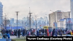 Minskdə etiraz yürüşü