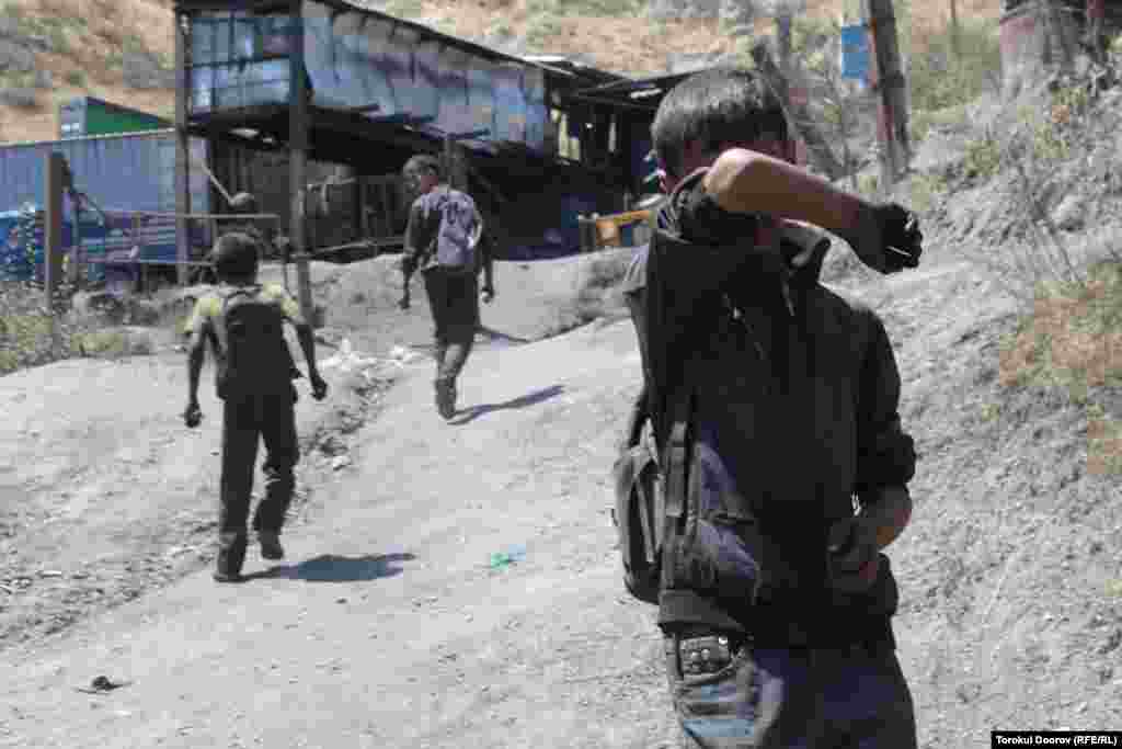 Children at the Sulukta coal mine in southern Kyrgyzstan