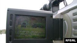 Georgia -- Potiblog; video camera display shows close watch of Russian checkpoint outside Poti on 11sep2008 (pic by Tea Absaridze)