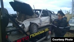 Аўтамашына Ляшчынскіх пасьля аварыі