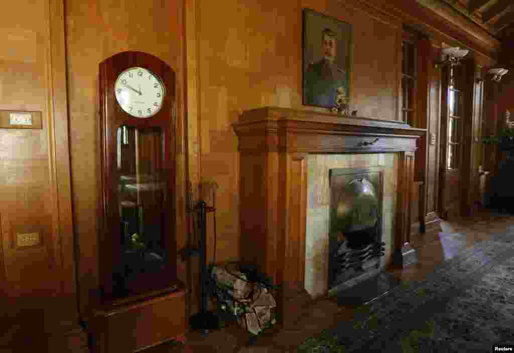 A portrait of Stalin hangs in the boardroom.