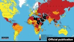 «Sərhədsiz Reportyorlar»ın illik Mətbuat Azadlığı indeksini göstərən xəritə