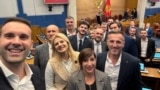 Prime Minister Milojko Spajić with members of his party in the Parliament of Montenegro, september 26. 2024. 