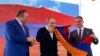 Armenia - Prime Minister Nikol Pashinian kisses an Armenian national flag at an event held in Aragatsotn province, 7 October 2018.