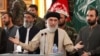 Gulbuddin Hekmatyar speaks to supporters the eastern Afghan city of Jalalabad on April 30.