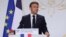 French President Macron gives a speech on France's foreign policy in Paris on August 28.