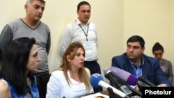 Armenia -- Opposition mayoral candidate Zaruhi Postanjian gives a press conference in Yerevan, 14May2017