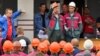 Workers at a fertilizer plant go on strike in Minsk in August 2020. 
