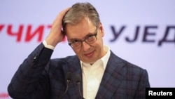 Aleksandar Vucic, Serbia's former president and candidate for prime minister, concedes defeat in the parliamentary elections in Belgrade on October 25.