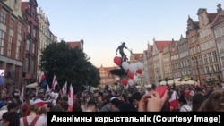 Акцыя салідарнасьці беларусаў Гданьску, 14 жніўня 2020 году.