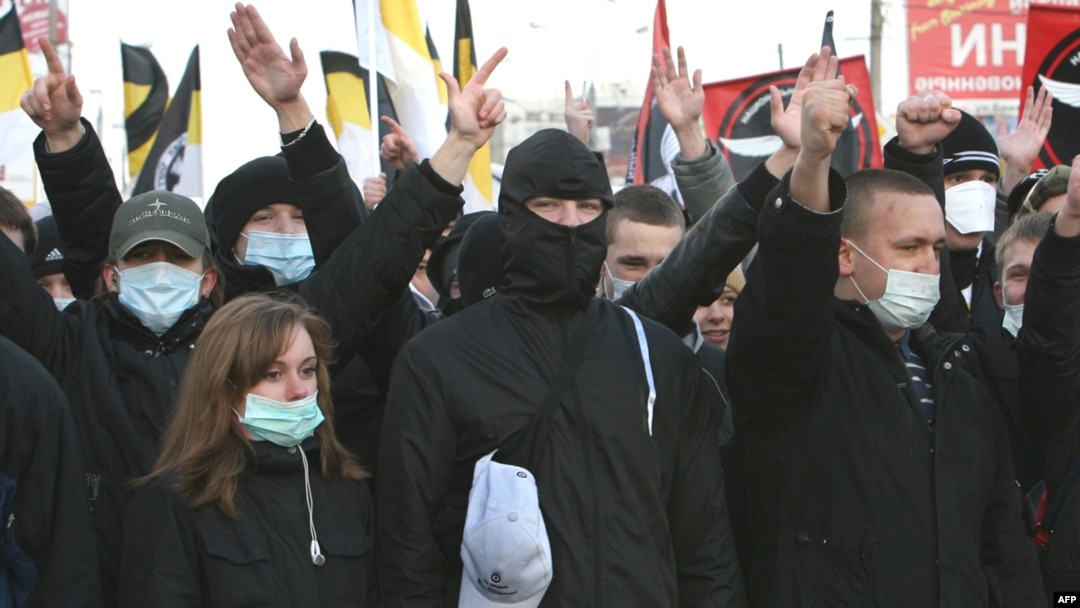 Ultranationalists in the courtroom gave Nazi-style salutes and chanted "Glory to Russia" when the verdict was announced. 