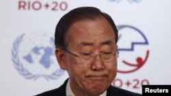 Brazil -- UN Secretary-General Ban Ki-Moon at a press conference following the UN Conference on Sustainable Development Rio+20 opening ceremony at RioCentro, in Rio de Janeiro, 20Jun2012