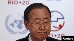 Brazil -- UN Secretary-General Ban Ki-Moon at a press conference following the UN Conference on Sustainable Development Rio+20 opening ceremony at RioCentro, in Rio de Janeiro, 20Jun2012