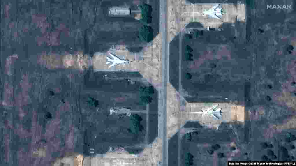 Satellite images of TU-22 aircraft at the Russian Belaya air base on May 22 and then after Ukraine's drone strike.