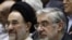 Hard-liners are calling for the arrest of opposition leader Mir Hossein Musavi (right) and his ally former President Mohammad Khatami.