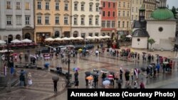 Акцыя салідарнасьці зь Беларусьсю ў Кракаве 