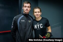 Campionul Eugen Pătru alături de campioana Simona Halep