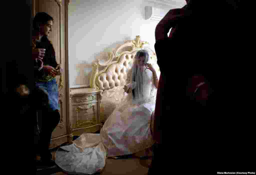 Jamila Idalova, 16, on her wedding day. The teen bride was kidnapped by her boyfriend. Idalova's family eventually approved the marriage. Bride kidnappings are outlawed under strongman leader Ramzan Kadyrov, but continue to take place.