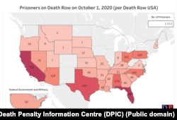 Potrivit Centrului pentru Informare despre Pedeapsa cu Moartea din SUA (DPIC), în octombie 2020, 2,500 de oameni se aflau în instituții federale fiind condamnați la moarte așteptând comunicarea sentinței finale.