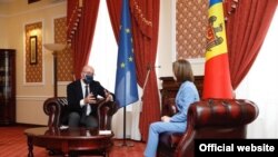 Președintele Consiliului European, Charles MIchel și președinta Maia Sandu, Chișinău, 28 februarie 2021