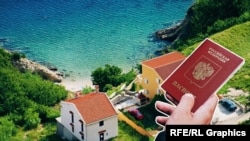 Нерухомість на березі моря та паспорт РФ. Ілюстративний колаж