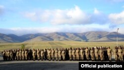 Armenia - Army soldiers are lined up at their military base in eastern Armenia, 21Oct2014.