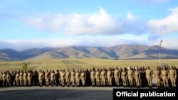 Armenia - Army soldiers are lined up at their military base in eastern Armenia, 21Oct2014.