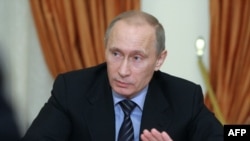 Russian Prime Minister Vladimir Putin speaks to senior officials of his United Russia part on February 5.