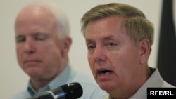 U.S. Senator Lindsey Graham (right) is a supporter of drone strikes.