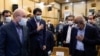 محمدباقر قالیباف (نفر اول از چپ) در کنار مهرداد بذرپاش در مراسم معارفه رئیس و دادستان دیوان محاسبات.