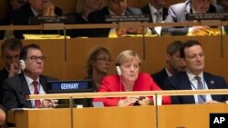 آنگلا مرکل، صدراعظم آلمان، در نشست مجمع عمومی سازمان ملل