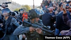 Izraelske snage bezbednosti u okršaju sa Palestincima tokom protesta, Jerusalim, 8. decembar 