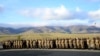 Armenia - Army soldiers are lined up at their military base in eastern Armenia, 21Oct2014.