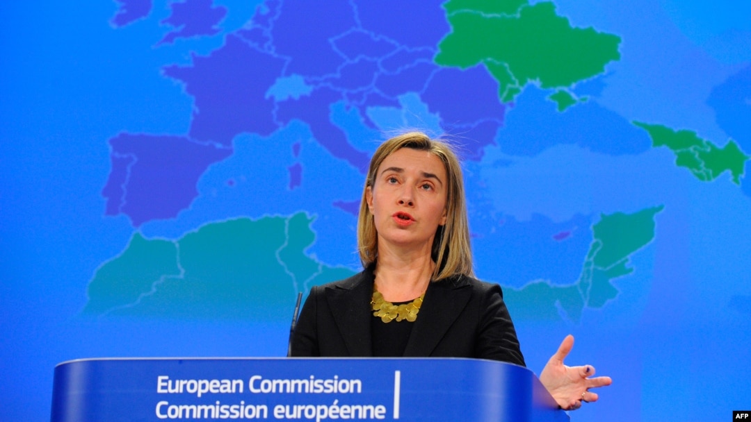 EU foreign policy chief Federica Mogherini speaks during a press conference on the European Neighborhood Policy at EU Headquarters in Brussels on March 4.