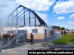 Пажар у цэнтры коннага спорту і конегадоўлі, Ратамка, Менскі раён, 1 чэрвеня 2021