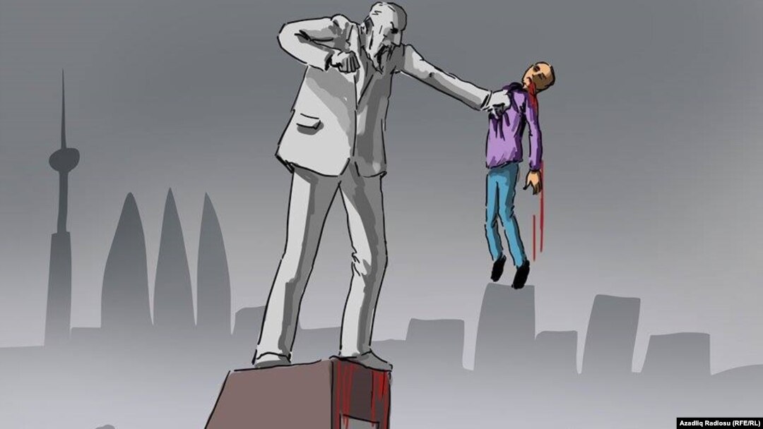 "Heykəlin intiqamı". Karikatura. Gündüz Ağayev
